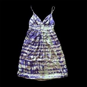 100% silk Poleci Purple and Green tie dye Strappy Dress